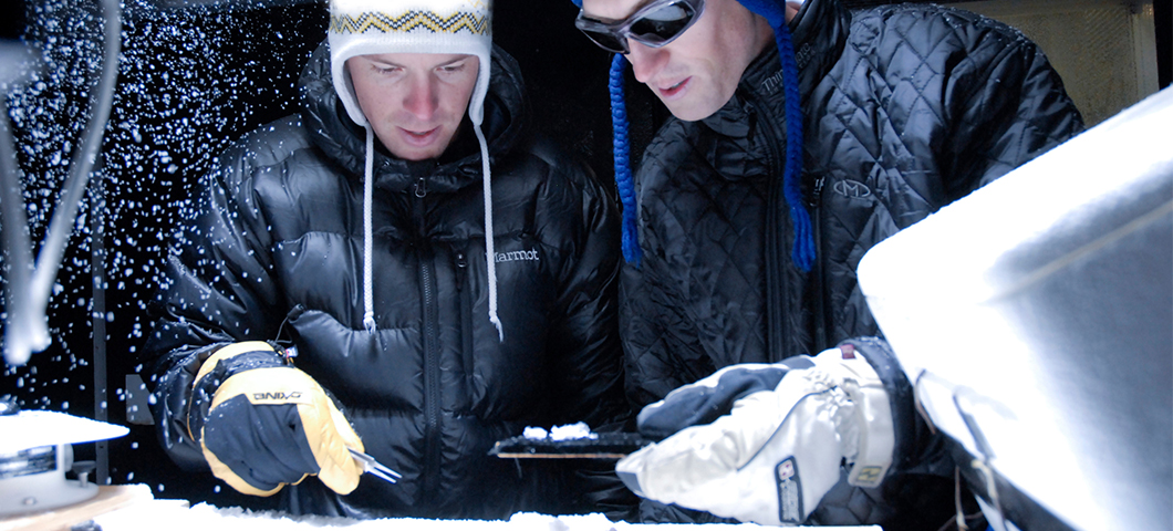 Two researchers work in the subzero science lab.
