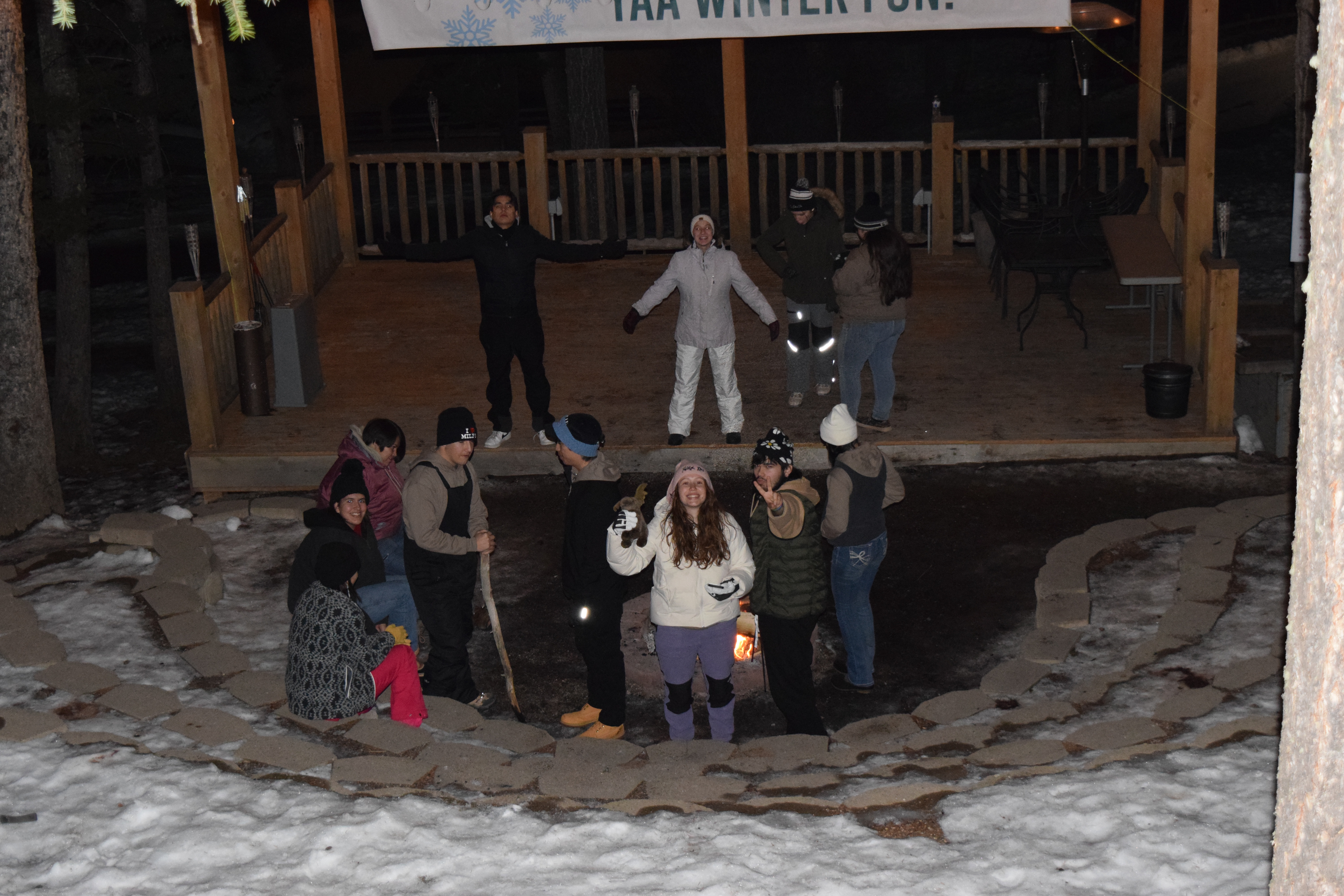 Good Relations students enjoying a fire at Yellowstone Alliance Adventures!