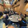 Students enjoying food at the 2022 Spring BBQ