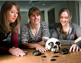 Archeology students help research, write and design an exhibit featuring ancient artifacts excavated by the famous archeologists Mary and Louis Leakey.