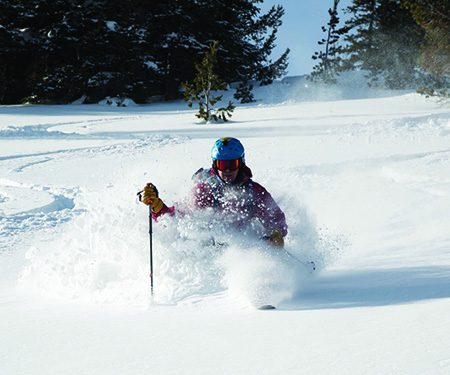 A person skiing