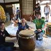 MSU student Todd Beckman played a Japanese drum when he studied in Japan in Summer 2015.