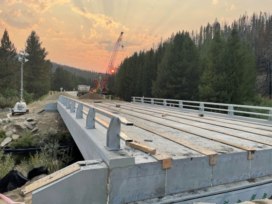 Photo of new Trail Creek bridge during construction. | 