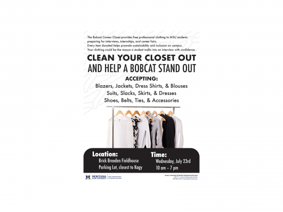 Clothing Donation Drive - Clean your closet out and help a Bobcat stand out!