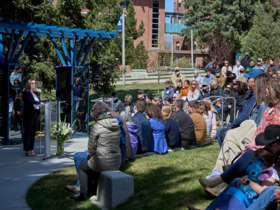 A large group of people gathered at the MSU Student Memorial | MSU photo by Colter Peterson
