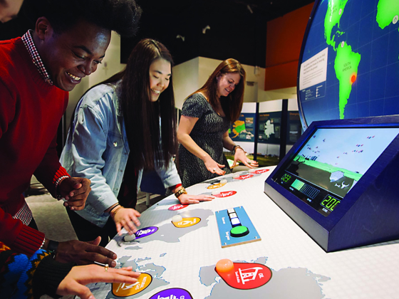 children play with interactive museum game | 