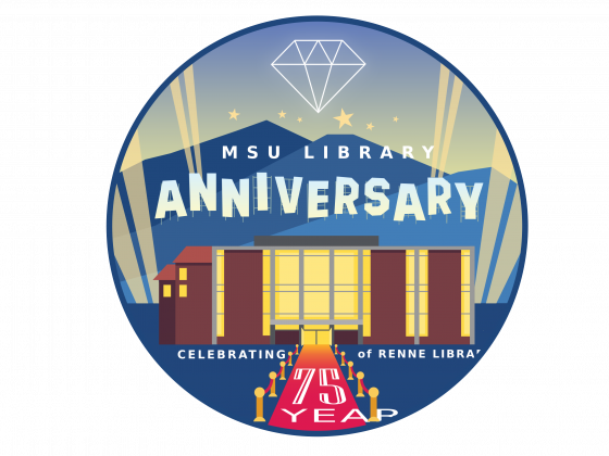 75th anniversary graphic with Hollywood motif