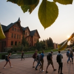 Students walking past Montana Hall