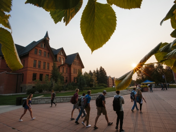 Students walking past Montana Hall | 