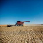 A combine in a field.