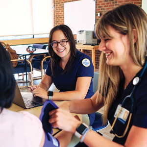 Nursing students in a group study