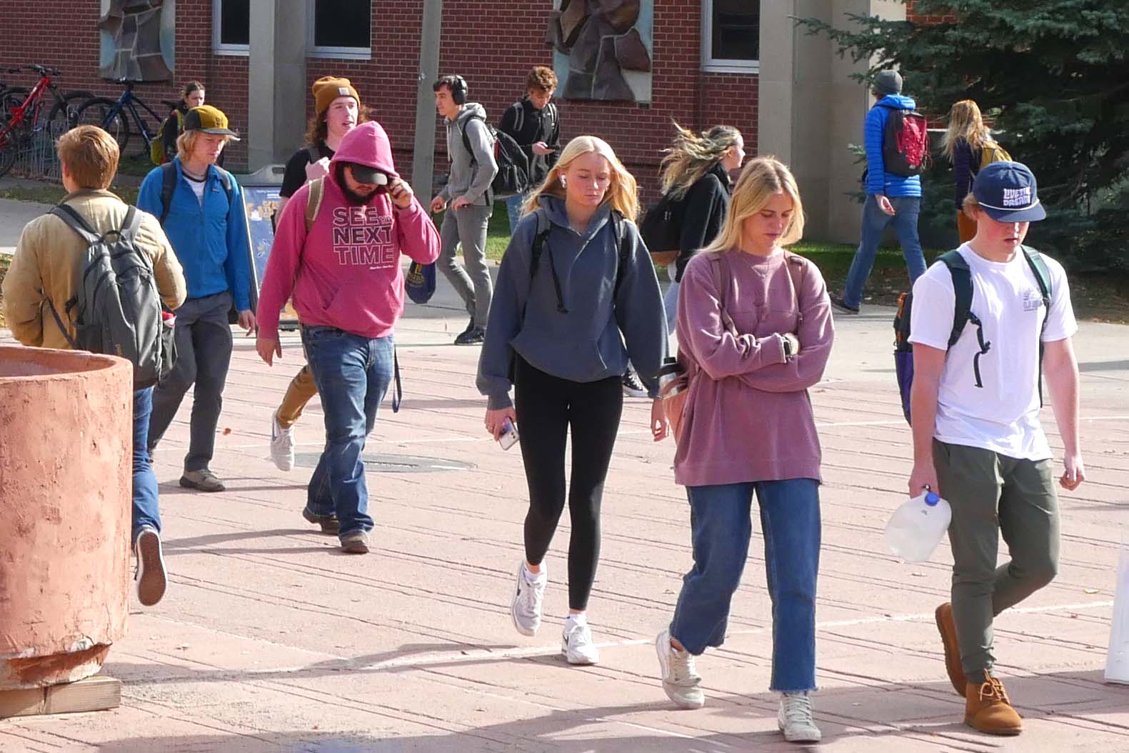 Students walking on campus