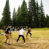 Students playing spikeball
