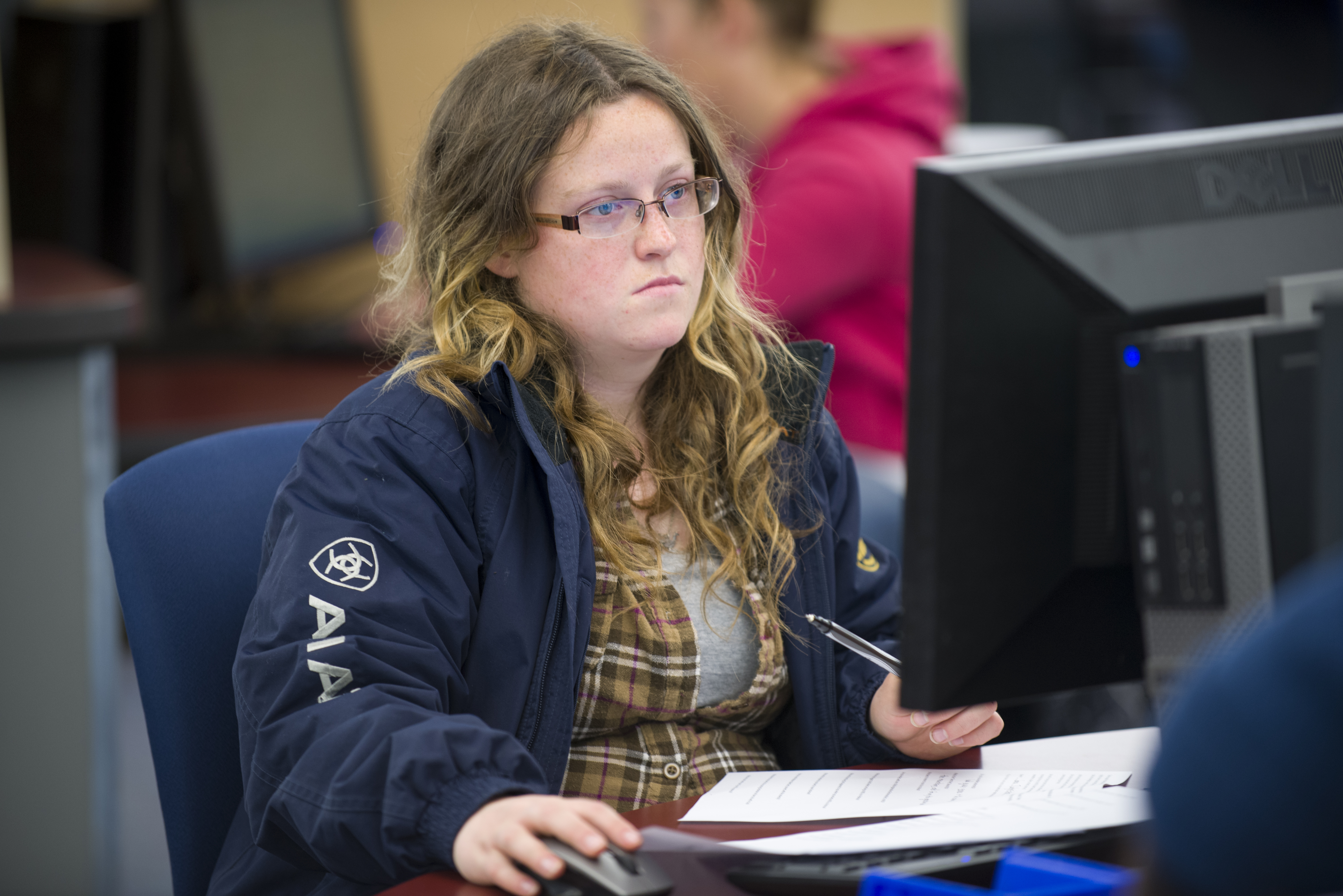 A picture of a student on computer