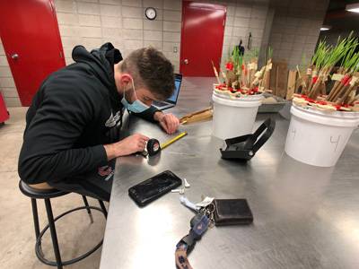 Lukas measuring the root systems of his acidic examples.