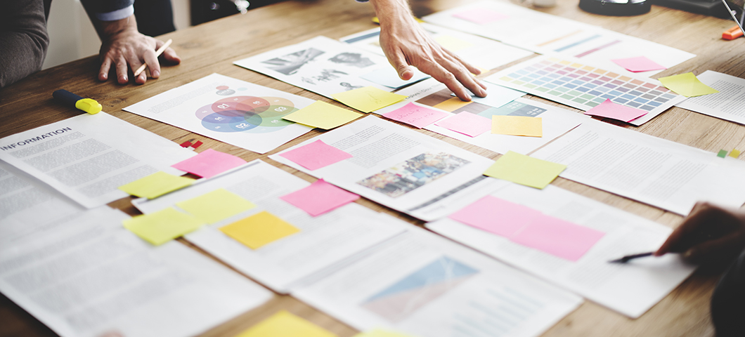 Plannind documents spread on a table