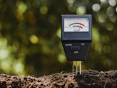 pH meter in acid soil