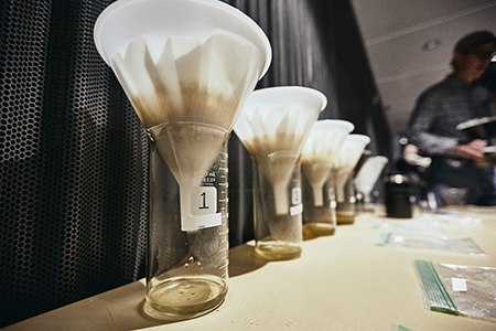 Wort samples filtering in preparation for the 2019 Malt Cup