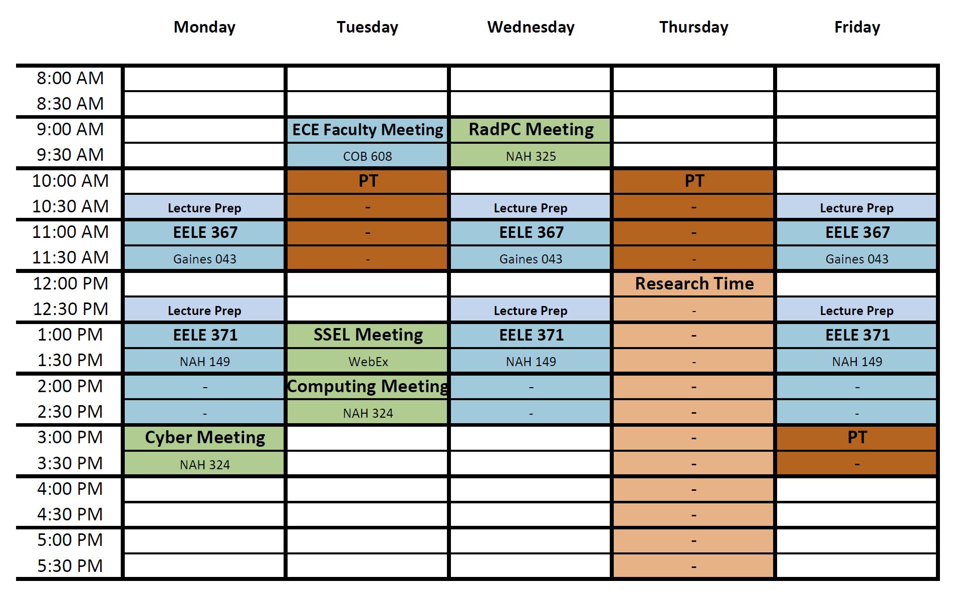 LaMeres' Schedule - Electrical & Computer Engineering Department