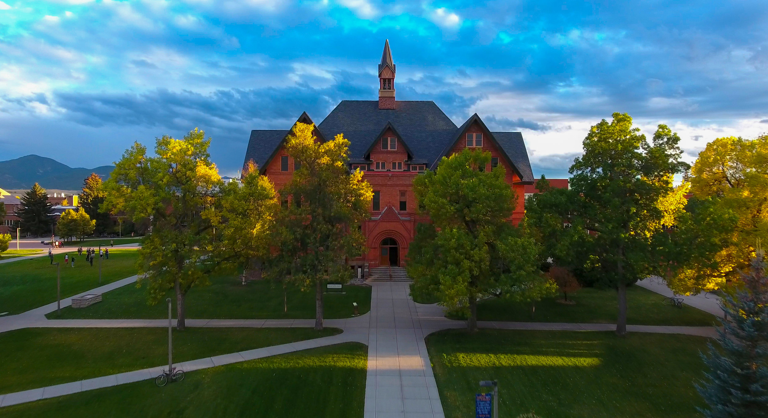 Photo of Montana Hall at dusk