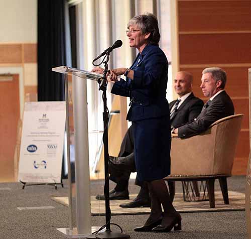 President Cruzado speaks before Neel Kashkari event