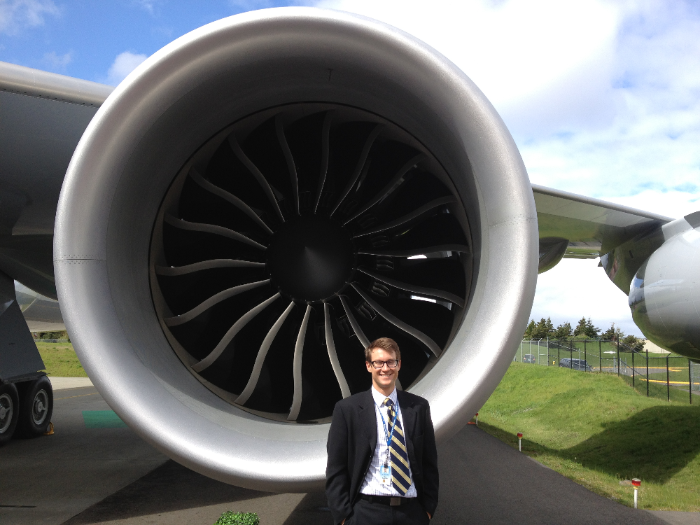 MSU Alumnus Gus Radcliffe in front of plane