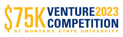 Blue and gold wordmark for the $75K Venture Competition