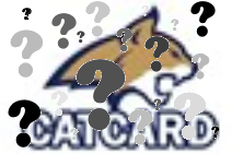 Bobcat CatCard logo with question marks all around