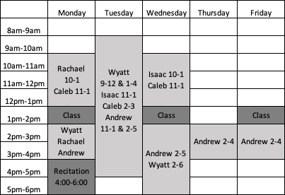 EGEN 201 schedule