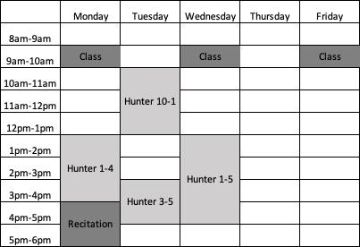 EGEN 205 schedule