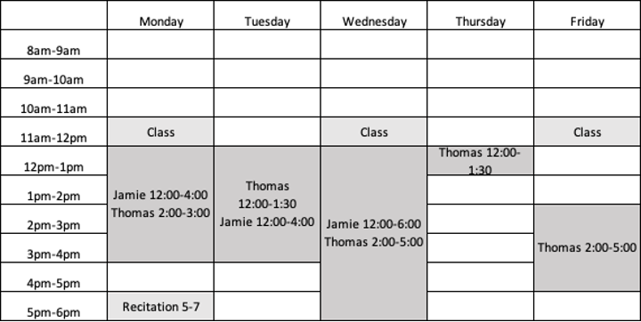 EGEN 202 schedule table format