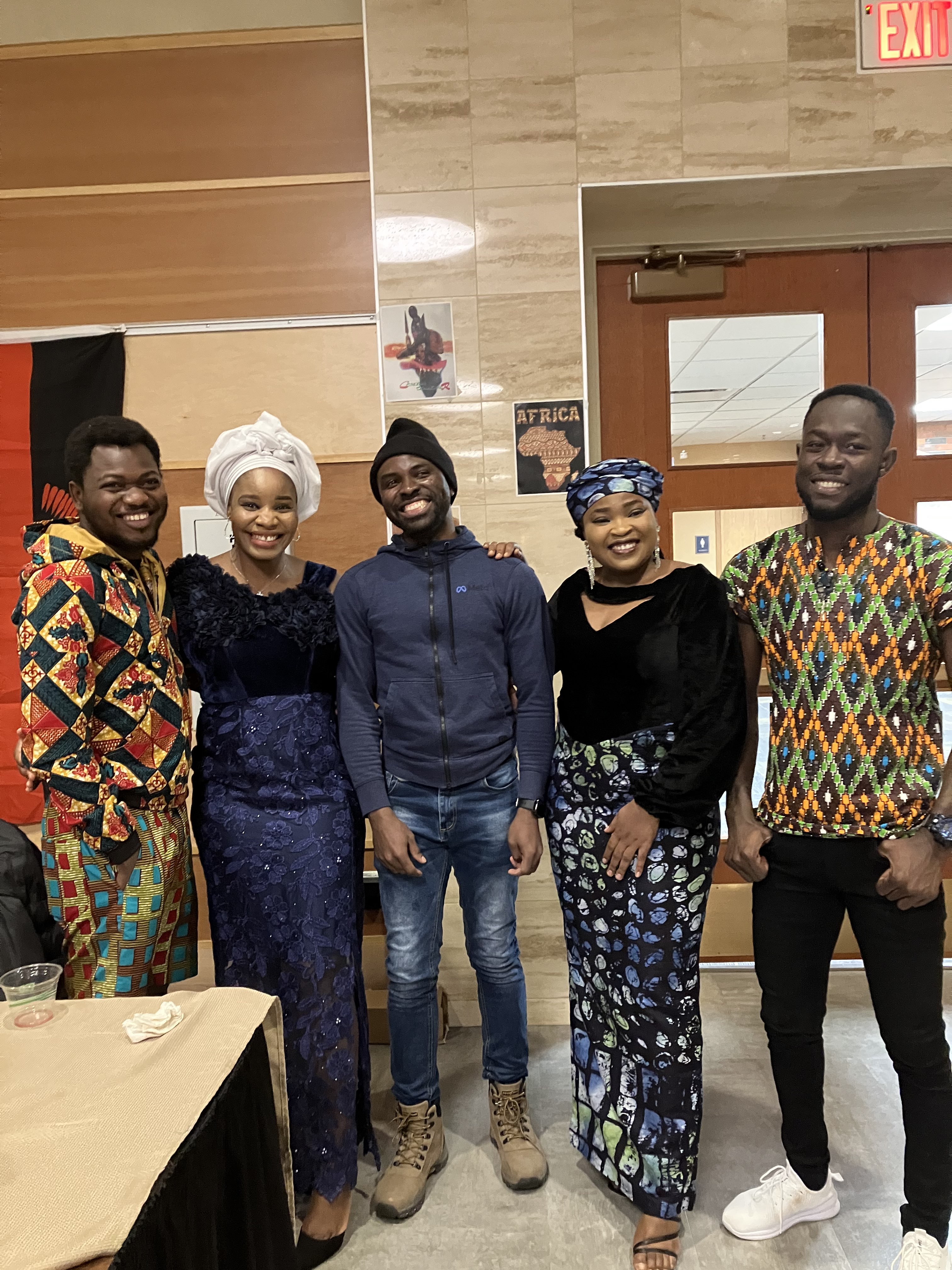 five of our grad students from Africa pose together after hosting MSU Africa Night