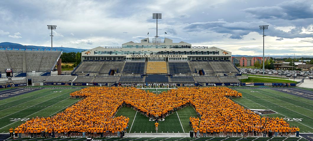 Montana State University welcomes first year students with the annual M Photo Tuesday, August 22, 2023 in Bozeman.