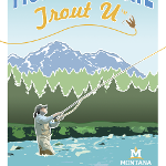 A custom illustrated poster of a fisherwomen which points to MSU's advantage of being in close in proximity to nature. 