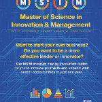 A poster promoting the Master of Science in Innovation and Management available at MSU.