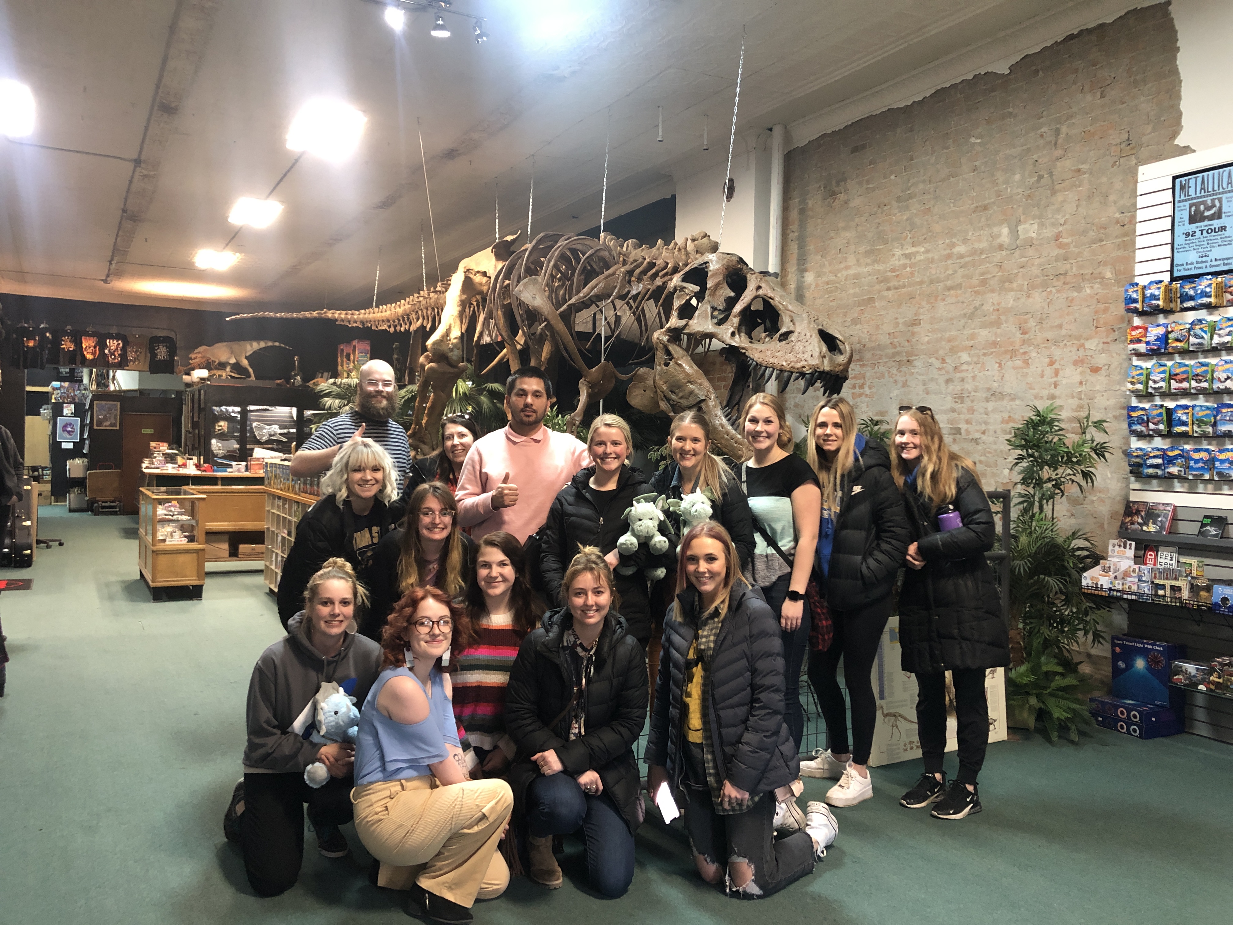 Students with fossils