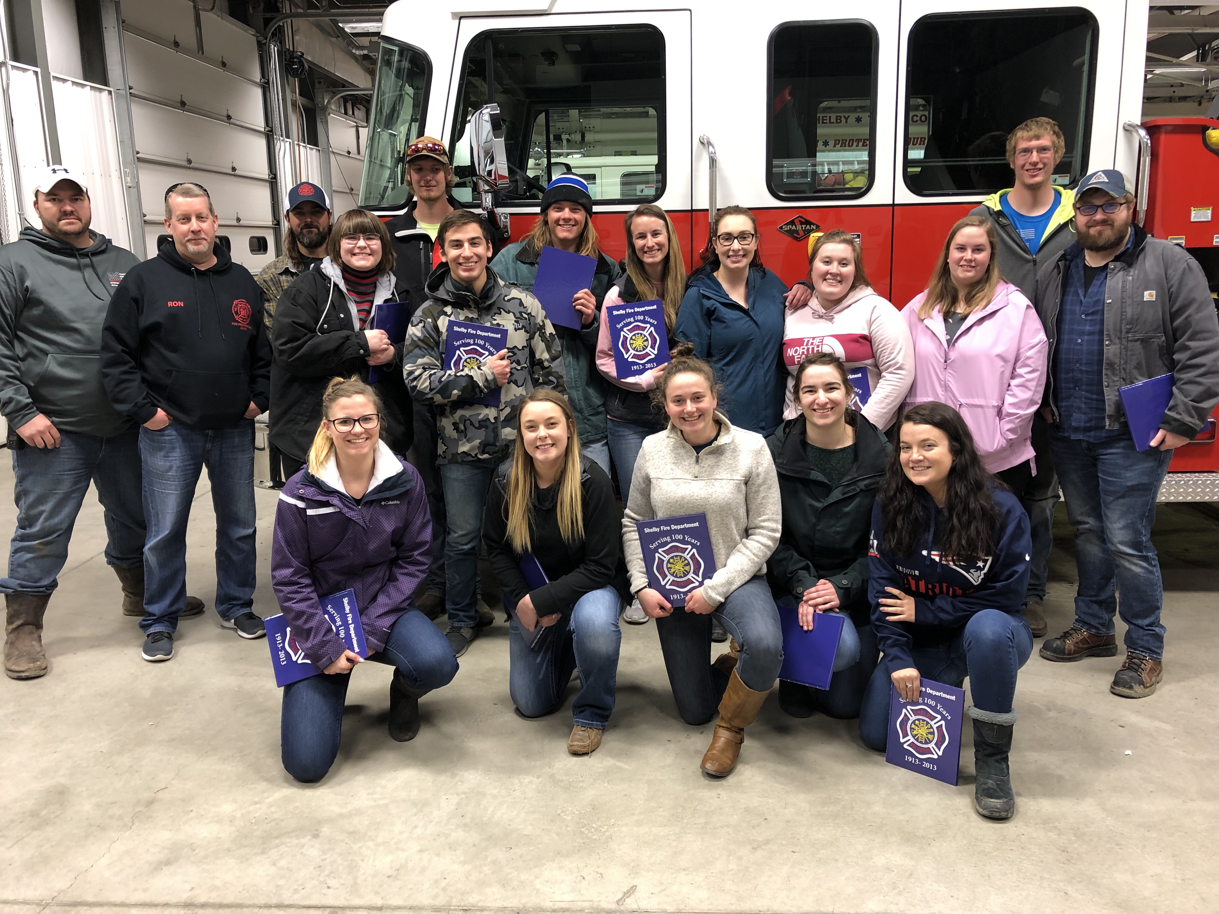 Students visiting fire station