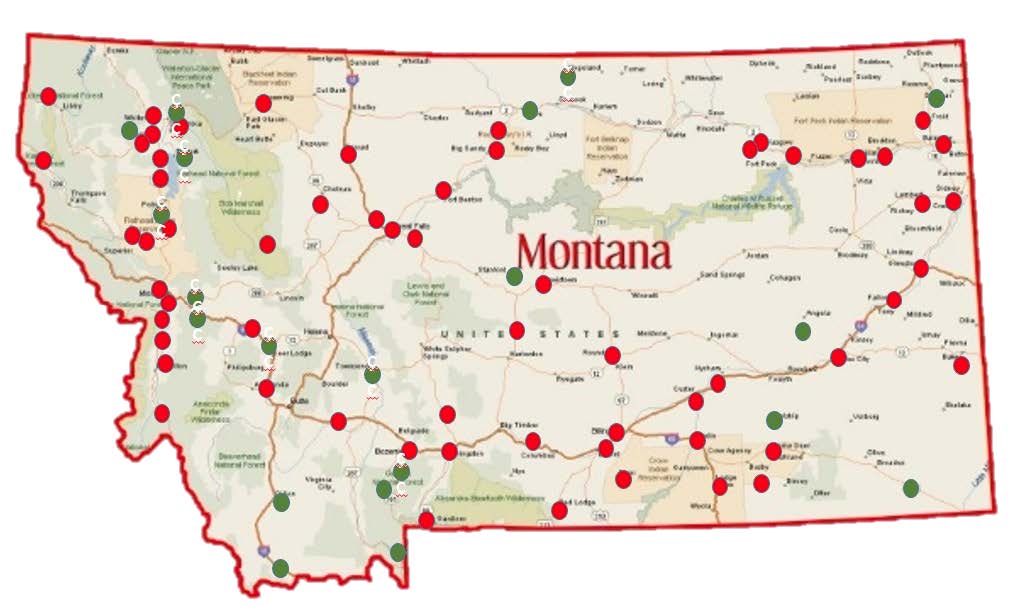 Map of Montana cities