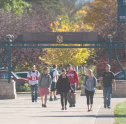 Students walking on campus