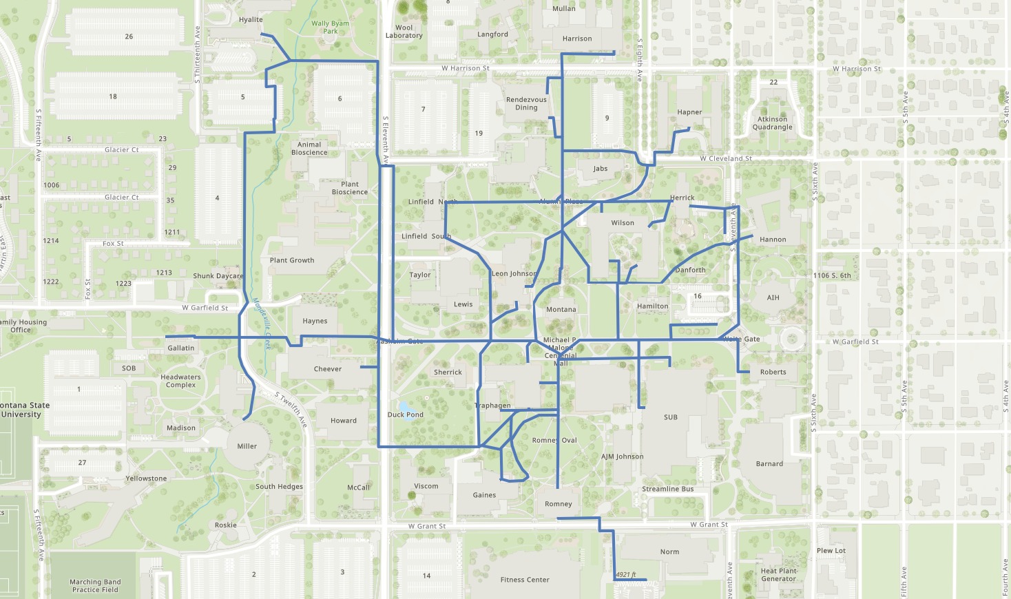 Snow route map for Spring '24 semester