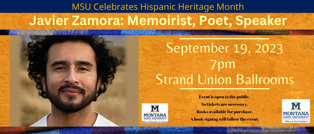Javier Zamora talk September 19 for Hispanic Heritage Month