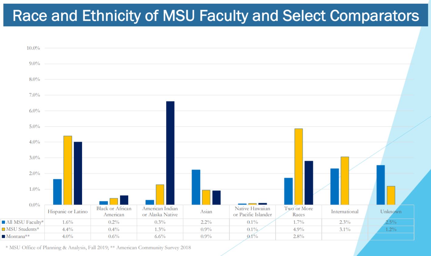Comparison chart, faculty and student racial diversity