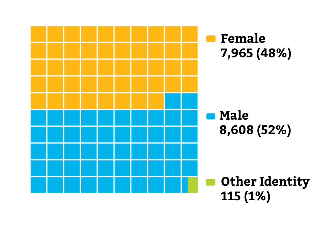 Graphic showing the demographics of students by gender identity.