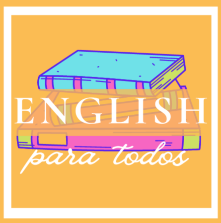 English Para Todos yellow logo with a stack of books