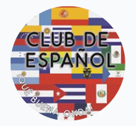 Flags behind the words Club de Espanol for Spanish Club at MSU