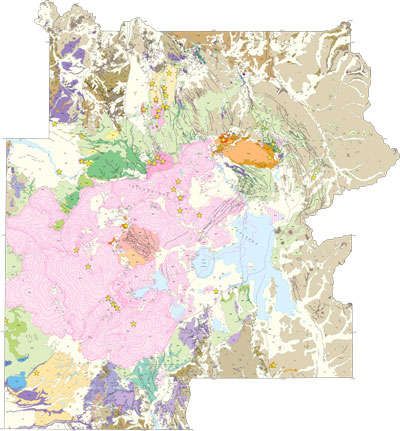 Geologic map of Yellowstone National Park