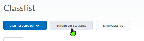 D2L 20.19.6 screenshot - select "Enrollment Statistics" link in the Classlist area