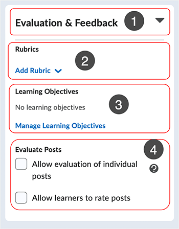 Brightspace screenshot 20.23.04 - "Evaluation and Feedback" expanded