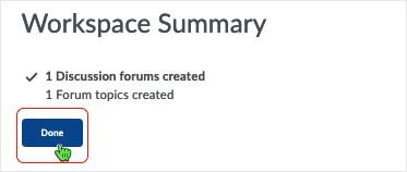Brightspace 20.22.4 screenshot - "Workspace Summary" information displays.