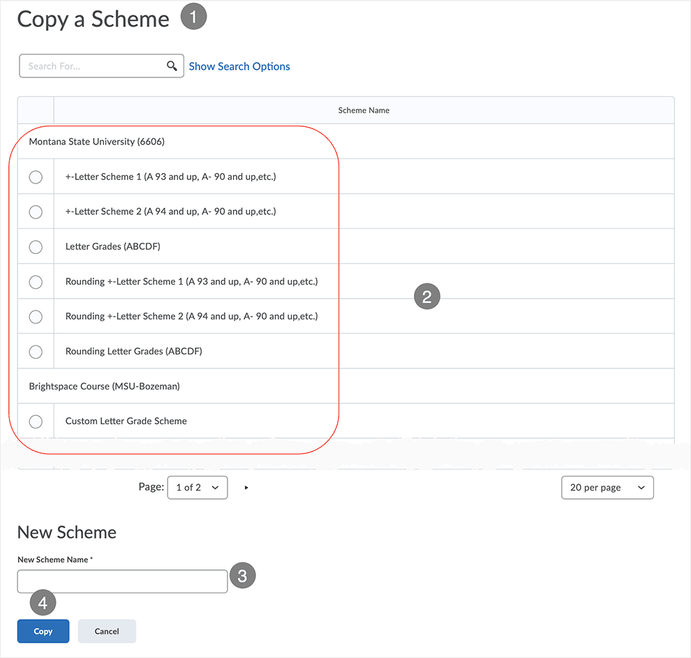 Brightspace screenshot - CD 20_20_10 - Copy a Scheme page showing available options